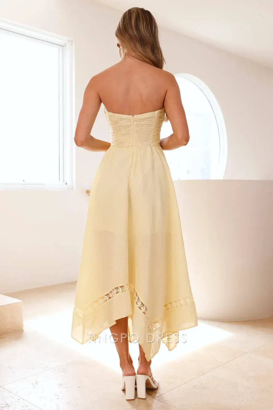Vintage A-Line Off the Shoulder Sleeveless Elastic back Asymmetrical Length prom dress